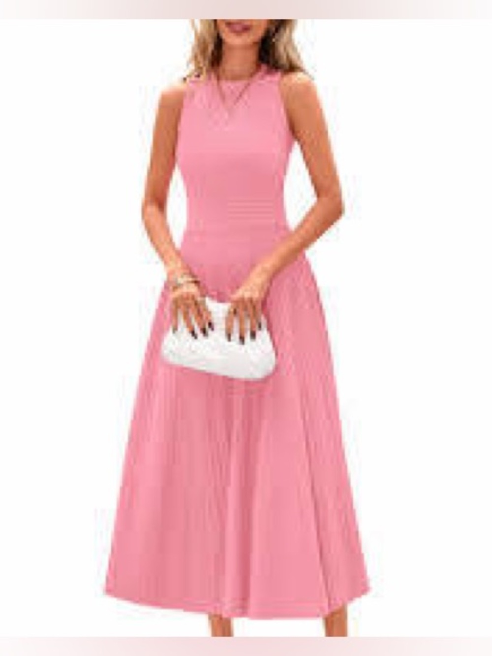Sleeveless Pink Midi A-Line Dress